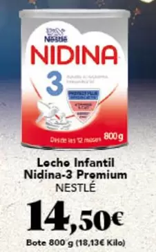 Oferta de Nestlé - Leche Infantil Nidina-3 Premium por 14,5€ en Gadis