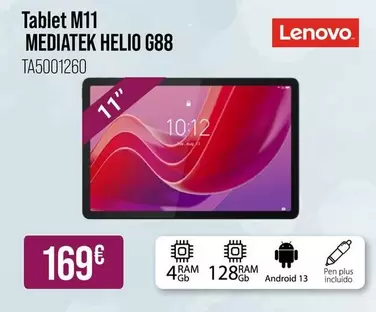 Oferta de Lenovo - Tablet M11 Mediatek Helio G88 por 169€ en MR Micro