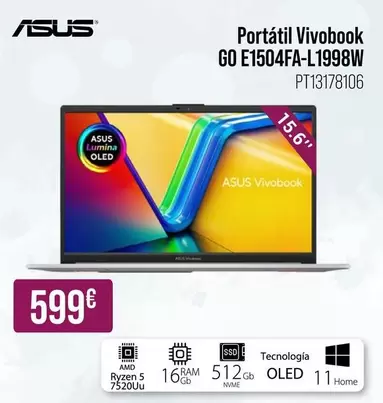 Oferta de Asus - Portátil Vivobook GO E1504FA-L1998W por 599€ en MR Micro