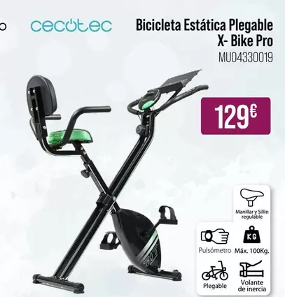 Oferta de Cecotec - Bicicleta Estática Plegable X-Bike Pro por 129€ en MR Micro