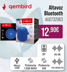 Oferta de Gembird - Altavoz Bluetooth por 12,9€ en MR Micro
