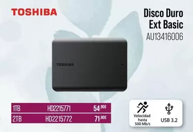 Oferta de Toshiba - Disco Duro Ext Basic por 54,9€ en MR Micro