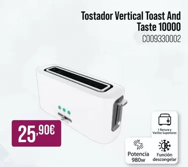 Oferta de Cecotec - Tostador Vertical Toast And Taste 10000 por 25,9€ en MR Micro