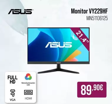 Oferta de Asus - Monitor VY229HF  por 89,9€ en MR Micro