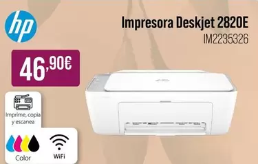 Oferta de HP - Impresora Deskjet 2820E por 46,9€ en MR Micro