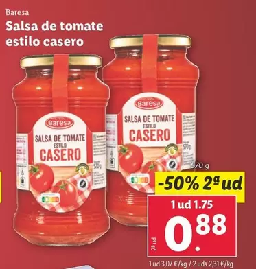 Oferta de Baresa - Salsa De Tomate Estilo Casero por 1,75€ en Lidl