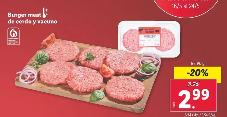 Oferta de Burger Meat De Cerdo Y Vacuno por 2,99€ en Lidl