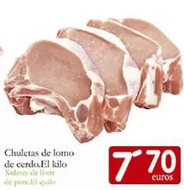 Oferta de Chuletas De Lomo De Cerdo por 7,7€ en Supermercados Bip Bip