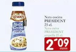Oferta de Président - Nata Cocina por 2,09€ en Supermercados Bip Bip