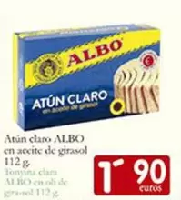 Oferta de Albo - Atún Claro En Aceite De Girasol por 1,9€ en Supermercados Bip Bip
