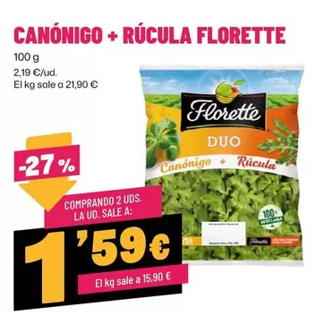 Oferta de Florette - Canónigo + Rúcula por 2,19€ en Ahorramas
