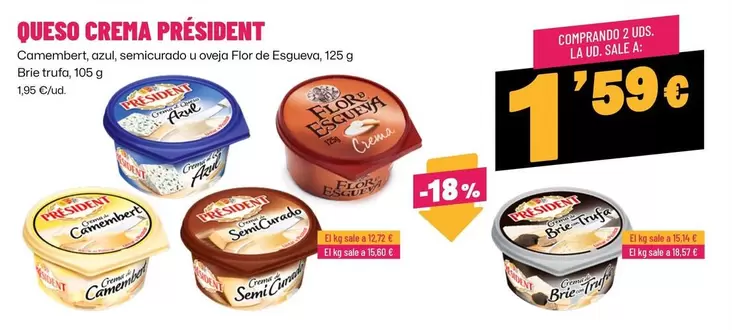 Oferta de Président - Queso Crema por 1,95€ en Ahorramas