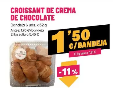 Oferta de Croissant De Crema De Chocolate por 1,5€ en Ahorramas
