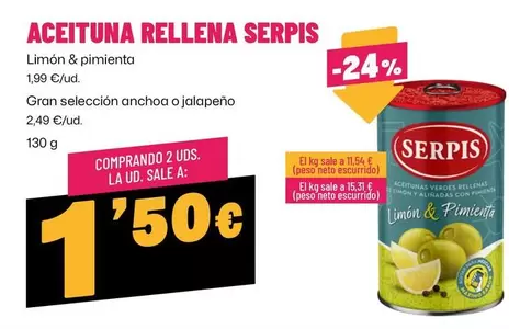 Oferta de Serpis - Aceituna Rellena por 1,99€ en Ahorramas
