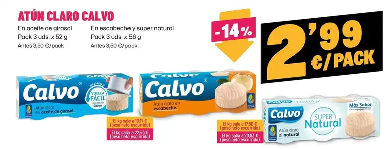Oferta de Calvo - Atun Claro por 2,99€ en Ahorramas