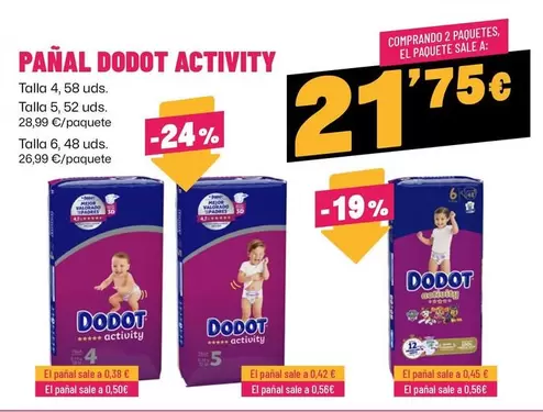 Oferta de Dodot - Pañal Activity por 28,99€ en Ahorramas