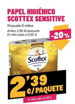 Oferta de Scottex - Papel Higiénico Sensitive  por 2,39€ en Ahorramas