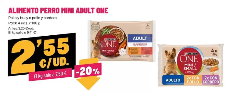 Oferta de One - Alimento Perro Mini Adult por 2,55€ en Ahorramas