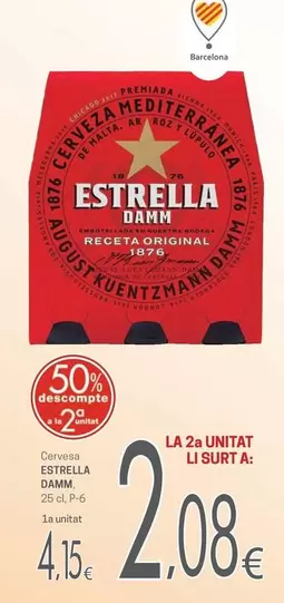Oferta de Estrella Damm - Cerveza por 4,15€ en Valvi Supermercats