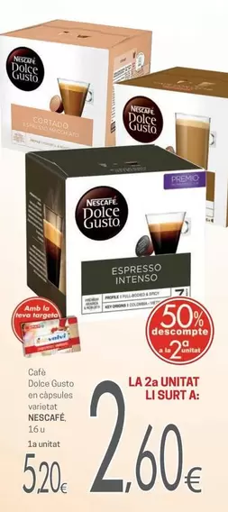 Oferta de Nescafé - Cafè Dolce Gusto En Càpsules por 5,2€ en Valvi Supermercats