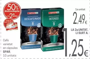 Oferta de Spar - Cafe Varietat En Capsules por 2,49€ en Valvi Supermercats