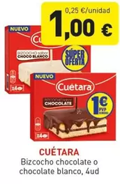 Oferta de Cuétara - Bizcocho Chocolate O Chocolate Blanco por 1€ en Hiperber