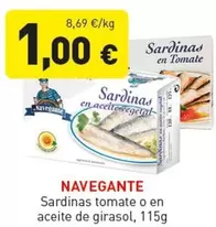 Oferta de Navegante - Sardinas Tomate O En Aceite De Girasol por 1€ en Hiperber
