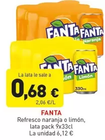 Oferta de Fanta - Refresco Naranja O Limon por 6,12€ en Hiperber