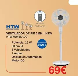 Oferta de HTW - Ventilador De Pie 3 En 1 por 69€ en Expert
