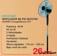 Oferta de Cecotec - Ventilador De Pie  por 26,95€ en Expert