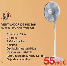Oferta de S&P - Ventilador De Pie  por 55,9€ en Expert