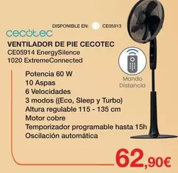 Oferta de Cecotec - Ventilador De Pie  por 62,9€ en Expert