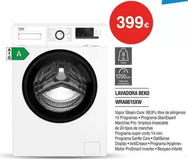 Oferta de Beko - Lavadora Wra8615xw por 399€ en Milar