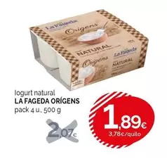 Oferta de La Fageda - Logurt Natural por 1,89€ en Condis