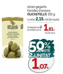Oferta de Olicastelló - Olives Gegants Farcides D'anxova por 2,15€ en Condis