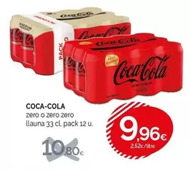 Oferta de Coca-Cola - Zero O Zero Zero Llauna por 9,96€ en Condis