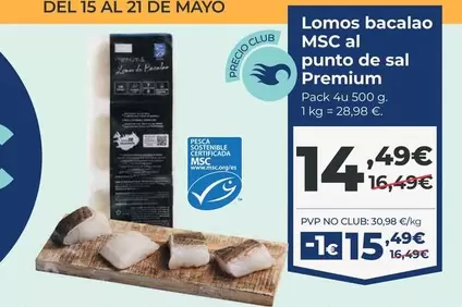 Oferta de Premium - Lomos Bacalao Msc Al Punto De Sal por 15,49€ en La Sirena
