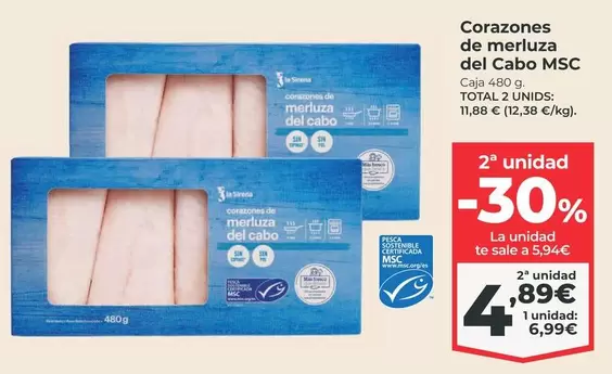 Oferta de La Sirena - Corazones De Merluza Del Cabo MSC por 6,99€ en La Sirena