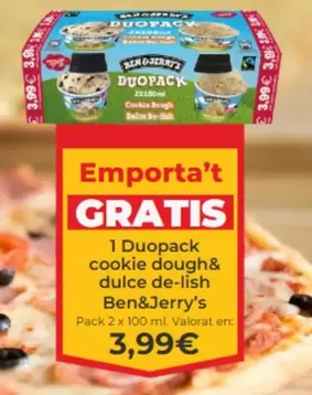 Oferta de Ben & Jerry's - 1 Duopack Cookie Dough & Dulce De-lish por 3,99€ en La Sirena