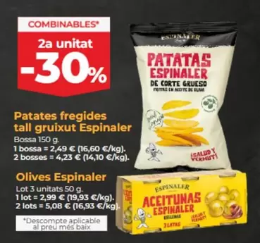 Oferta de Espinaler - Patates Fregides Tall Gruixut por 2,99€ en La Sirena
