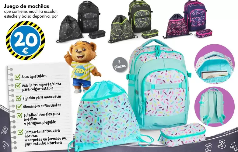 Oferta de Juego De Mochilas por 20€ en TEDi