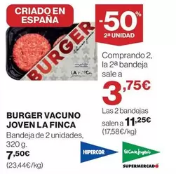 Oferta de La Finca - Burger Vacuno Joven por 7,5€ en Hipercor