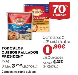 Oferta de Président - Todos Los Quesos Rallados por 3,25€ en Hipercor