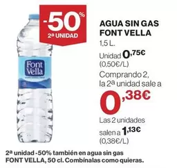 Oferta de Font Vella - Agua Sin Gas por 0,75€ en Hipercor