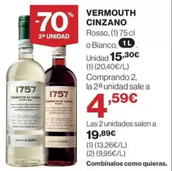 Oferta de Cinzano - Vermouth por 15,3€ en Hipercor