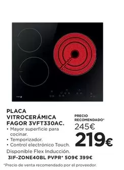 Oferta de Fagor - Placa Vitroceramica 3vft330ac por 219€ en Hipercor