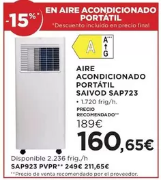 Oferta de Aire -  Acondicionado Portátil por 160,65€ en Hipercor