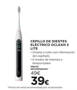 Oferta de Oclean - Cepillo De Dientes Eléctrico Ocean X Lite por 39€ en Hipercor