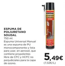 Oferta de Soudal - Espuma De Poliuretano por 5,49€ en Hipercor