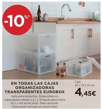Oferta de En Todas Las Cajas Organizadores Transparentes por 4,45€ en Hipercor